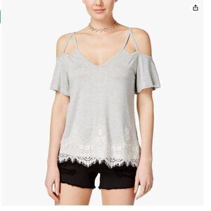 Self Esteem Women's Lace Hem BOHO Cold Shoulder NWT
